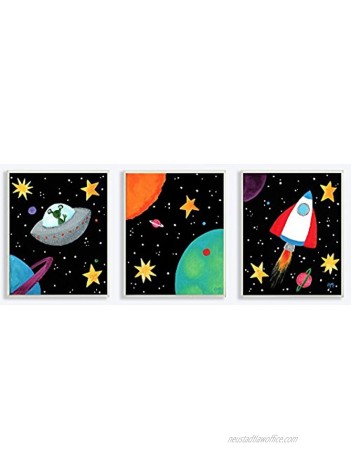 The Kids Room by Stupell Outerspace Adventures 3-Pc. Rectangle Wall Plaque Set 11 x 0.5 x 15 Proudly Made in USA
