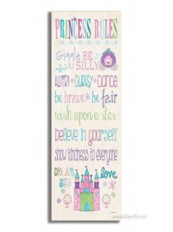 The Kids Room by Stupell Princess Rules with Castle and Carriage Rectangle Wall Plaque 7 x 0.5 x 17 Proudly Made in USA