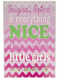 The Kids Room by Stupell Sugar and Spice and Everything Nice Nursery Rhyme on Pink Chevron Rectangle Wall Plaque