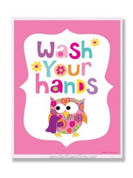 The Kids Room by Stupell Wash Your Hands On Pink Background Rectangle Wall Plaque 11 x 0.5 x 15 Proudly Made in USA