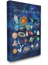 The Kids Room by Stupell Watercolor Blue Space Astronomy Alphabet with Astronaut and Planets Stretched Canvas Wall Art 24x30 Multi-Color