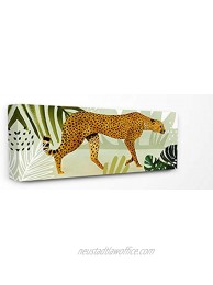 The Stupell Home Décor Collection Blue and Green Cheetah Forest Tropical Watercolor Stretched Canvas Wall Art 10 x 24 Multi-Color