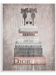 The Stupell Home Decor Collection Book Stack Heels Metallic Pink Wall Plaque Art Multicolor