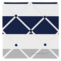 Navy Blue Gray and White Fabric Memory Memo Photo Bulletin Board for Stripe Collection