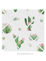 Pink Green Boho Fabric Memory Memo Photo Bulletin Board for Cactus Floral Watercolor Collection by Sweet Jojo Designs