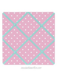 Pink Polka Dot and Turquoise Skylar Fabric Memory Memo Photo Bulletin Board