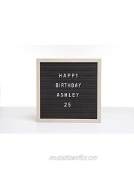 Sheffield Home Felt Letter Board with Distressed Wood Frame 12x12 Inch Changeable Message Board with 148 White Letters & Symbols Announcement Board for Birth Baby Home Office Natural Black