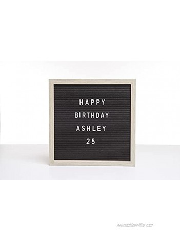 Sheffield Home Felt Letter Board with Distressed Wood Frame 12x12 Inch Changeable Message Board with 148 White Letters & Symbols Announcement Board for Birth Baby Home Office Natural Black