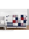 Sweet Jojo Designs Red White and Blue Fabric Memory Memo Photo Bulletin Board for Baseball Patch Sports Collection