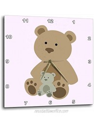 3dRose DPP_212048_1 Teddy Bear Pink Kids Room Decoration Wall Clock 10 by 10"