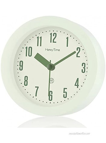 Analog Alarm Clock Super Silent Non Ticking with Soft Night Light Small Travel Clock Easy to Use Battery Operated Suitable for Kids Teens Adult Elderly Green