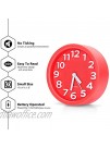 Kids Alarm Clock Battery Operated TeaRoo 4’’ Round Alarm Clock Silent Non Ticking Simple Design Gentle Wake Easy Set Girls Gift Clock Red