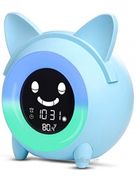 Kids Alarm Clock Children's Sleep Trainer OK to Wake Clock for Bedroom Cute Digital Clock with Temperature  5 Colors Smart Night Light Clock Teaching Boys Girls When to Wake Up Blue