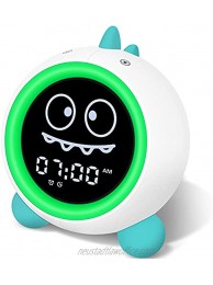 Kids Alarm Clock Childrens Sleep Trainer with Night Lights Sleep Sound Machine Time to Wake Alarm Clock for Toddler Green