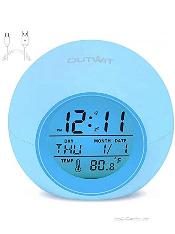 Kids Alarm Clock The 2021 Newest Clock with Rechargeable Battery 7 Color Changing Night Light Snooze Touch Control Temperature for Children’ Bedroom Digital Clock for Kids Girls Boys Xmas Gifts