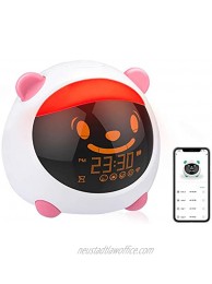 Kids Alarm Clock WiFi Smart Children's Trainer Sleep Training Clock with 7 Colors Night Light Custom Rings Have Regular Sleep Wake Habits Clock for Boys Girls Bedroom Pink