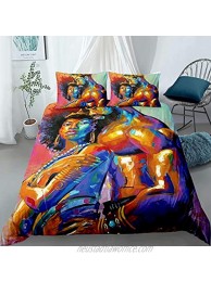 African American King&Queen Bedding Sets Queen Size  Afro Black Lover Couples Duvet Cover Set  Black Art Oil Painting Comforter Cover Bed Set for Girls Women No Comforter