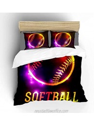 Aluy's boutique A Glowing Softball Ultra Soft Bedding Sets Duvet Cover Set Twin Size 2 Pieces with 1 Duvet Cover and 1 Pillowcase Best Gift for Kids Boys Girls