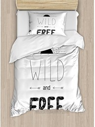 Ambesonne Adventure Duvet Cover Set Abstract Hand Drawn Rising Sun Arrows Wild Free Forest Sketch Art Design Decorative 2 Piece Bedding Set with 1 Pillow Sham Twin Size Black White