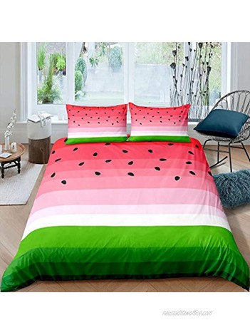 Castle Fairy Watermelon Theme Comforter Cover Teens Youngs Mulit-Colors Geometric Strip Duvet Sets Full Black Watermelon Seeds 3 Pieces Bedding Sets1 Duvet Cover 2 Pillow Cases