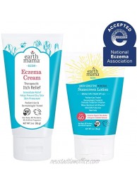 Earth Mama Organics Therapeutic Eczema Care Set | Eczema Cream 3-Ounce + Kid’s Uber-Sensitive Mineral Sunscreen Lotion SPF 40 3-Ounce | Organic Colloidal Oatmeal Steroid-Free