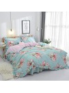 FADFAY Farmhouse Shabby Pink Floral Chic Bedding Set Rose Floral Bedskirt Set 100% Cotton Exquisite Craft Ultra Soft 4-Piece Twin Size