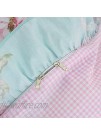 FADFAY Farmhouse Shabby Pink Floral Chic Bedding Set Rose Floral Bedskirt Set 100% Cotton Exquisite Craft Ultra Soft 4-Piece Twin Size