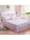 FADFAY Shabby Pink Duvet Cover Set Rose Floral Bedding Collection Elegant Princess Lace Ruffle Quilt Cover Set for Girls 4 Pieces Queen Size