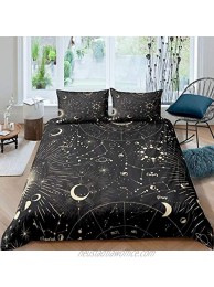 Feelyou Sun and Moon Duvet Cover Boho Exotic Bedding Set Galaxy Astrology Comforter Cover for Boys Girls Children Teens Bedroom Decor Chic Cute Luxury Zodiac Signs Bedspread Cover Twin Size