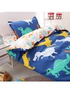 FindNew Animal Pattern Reactive Printing Bedding Duvet Cover Set 3-Piece Suit,1 Duvet Cover,1 Fitted Sheet,1 Pillowcase for Boys Girls Cool and BreathableTwin Size Dinosaurs