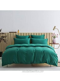 iyoimono Solid Color Queen Duvet Cover Set Dark Green Silky Satin Bedding Set for Kids Childrens Girls Boys Teens Adults Reversible Quilt Comforter Cover and 2 Pillow Shams