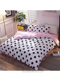 juwute Girls Polka Dot Duvet Cover Set Twin 3pcs Black Dotted Modern Pattern Printed on White Bedding Sets Reversible Pink Solid Color Microfiber Comforter Quilt Covers with Zipper Closure for Kids