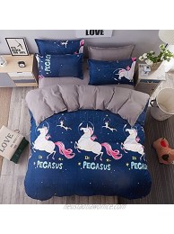 KFZ Unicorn Twin Duvet Cover Set Include Summer Duvet Cover Zipper Closure No Comforter Insert Flat Sheet and Pillow Cases Bed Sheets for Kids Bed Bed Frame