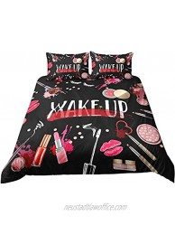 KTLRR Beauty Series Duvet Cover Sets,Beauty Make Up Toiletries Printing Duvet Cover for Beautiful Laides,Girls Women Home Bedroom Decoration Bedding Sets,No Comforter 2 Full 3pcs