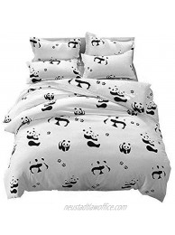 LemonTree Black and White Panda Bedding Set ,1 Duvet Cover + 2 Pillowcases