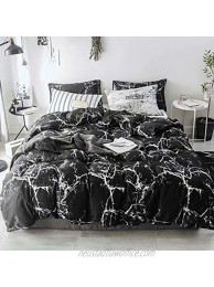 Luxlovery Black Duvet Cover Set Queen Men Boys Marble Bedding Cover Sets Full Abstract Cotton Reversible Soft Breathable Duvet Cover for Adults Teens with 2 Pillowcases…