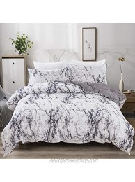 Marble Duvet Cover Twin Soft Microfiber White Gray Marble Pattern Printed Bedding Duvet Cover with Zipper Ties for Kids Twin 2 Pieces