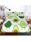 MOUMOUHOME Girls Bedding Sets Avocado Microfiber White Bedspread Cover 3D Print Green Avocados Cute Comforter Cover Set Twin for Kids Tropical Fruit 2 Pieces with Zipper No Comforter
