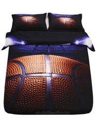 SDIII 3PC Basketball Bedding Microfiber Full Queen Sport Duvet Cover Set for Boys Girls and Teens