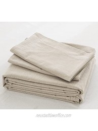 Solid Bedding Duvet Cover Set King Size Breathable Durable Washed Cotton Linen Look Beige