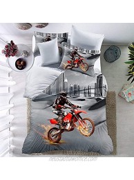 THEE Twin Bed Sets for Boys Dirt Bike Motocross Bedding Duvet Cover Quilt CoverTwin