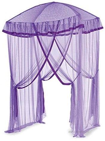 HearthSong Sparkling Lights Light-Up Bed Canopy for Twin Full or Queen Beds 58" L x 50" W. Purple