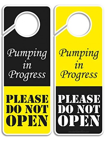 CLEVER SIGNS Do Not Disturb Sign Pumping in Progress Do Not Open Door Hanger 2 Pack Double Sided Ideal for Using in Any Places