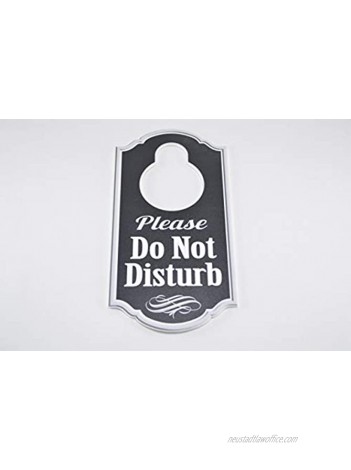 Do Not Disturb Door Hanger Popular for Massage Therapist in Sessions Nursing or Breast Feeding Moms Yoga Studio Bed and Breakfast Black and Silver