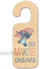 Open Road Brands Disney Lilo and Stitch Double Sided Reversible Wood Door Hanger Chill Vibes and Making Waves for Kids' Bedroom Play Room or Nursery