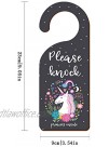Please Knock Princess Inside Wooden Door Knob Hanger Sign for Kids' Room,Playing Room,Home Girl's Room 9"3.54" Unicorn with Flowers and Stars Decoration