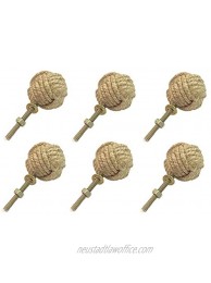 REPLICARTZ Jute Rope Door Knobs Rope Knot Drawer Pulls and Knobs Pull and Push Handle Knobs for Cabinets Wardrobes & Cupboards Nautical Hardware Decor 35 mm Set of 6