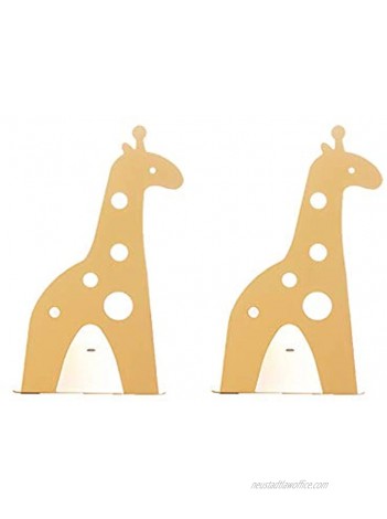Loupdeloup Cute Bookends,Non Skid Giraffe Animal Book Ends for Shelves Decorative for Kids Yellow 1 Pair