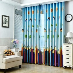 1 Panel Dining Room Curtains,Kids Room Darkening Curtains,Room Decor for Childrens Living Room Bedroom Colorful Pencil 39Wx84L