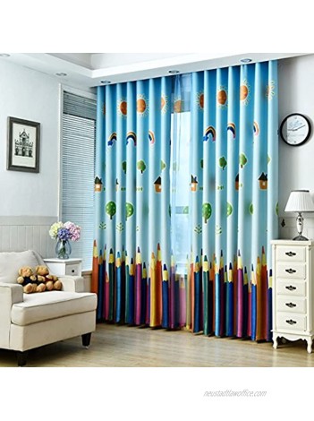 1 Panel Dining Room Curtains,Kids Room Darkening Curtains,Room Decor for Childrens Living Room Bedroom Colorful Pencil 39Wx84L